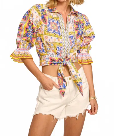 Ramy Brook Zola Cotton Printed Top In White Piazza In Multi