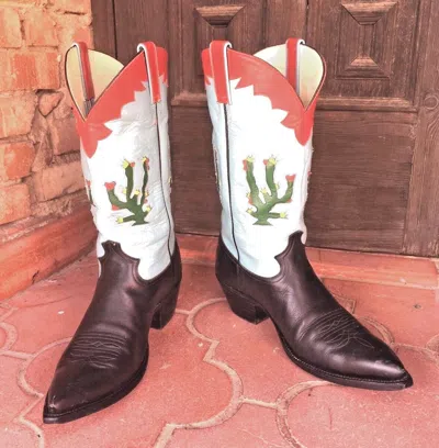 Pre-owned Rancho Loco Vintage Cactus Hand Made Cowboy Boots Men's Size 7d In Black