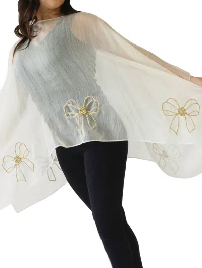Randi & Will Collection Women's Bow Embroidered Poncho In Gold