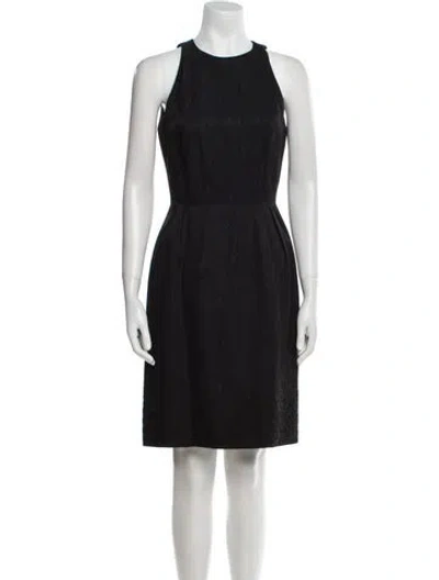 Pre-owned Randi Rahm Crew Neck Knee-length Dress In Black