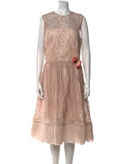 Pre-owned Randi Rahm Silk Midi Length Dress In Pink
