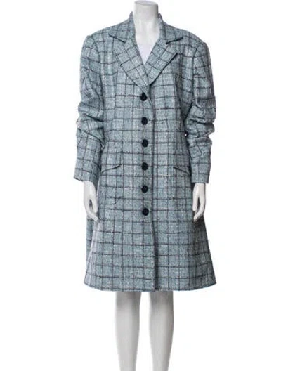 Pre-owned Randi Rahm Tweed Pattern Glitter Accents Skirt Suit In Blue