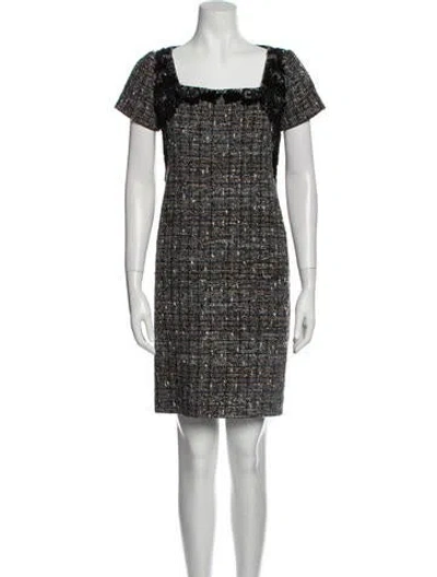 Pre-owned Randi Rahm Tweed Pattern Mini Dress In Gray