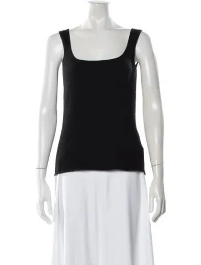 Pre-owned Randolph Duke Cashmere Square Neckline Top In Black
