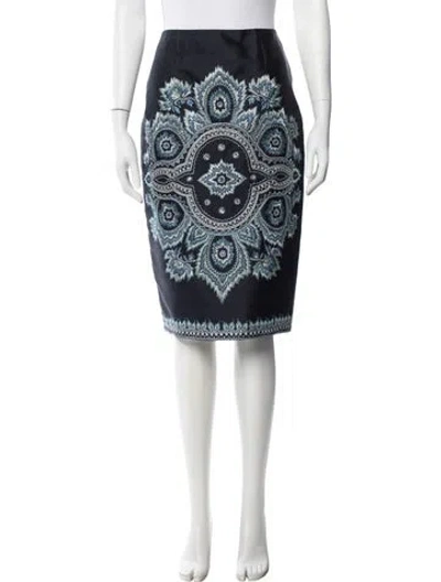Pre-owned Randolph Duke Paisley Print Midi Length Skirt In Blue