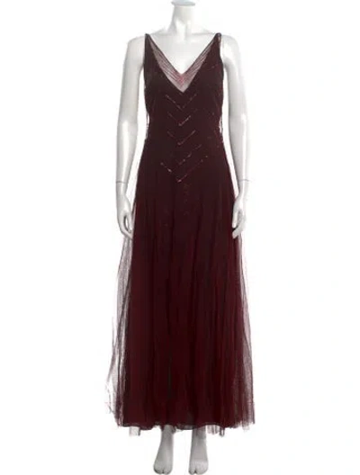 Pre-owned Randolph Duke Silk Long Dress In Burgundy