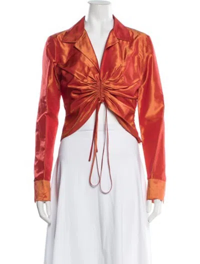 Pre-owned Randolph Duke Silk Long Sleeve Blouse In Red