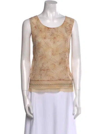 Pre-owned Randolph Duke Silk Printed Top In Neutral