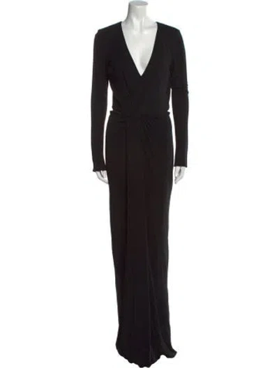 Pre-owned Randolph Duke V-neck Long Dress In Black