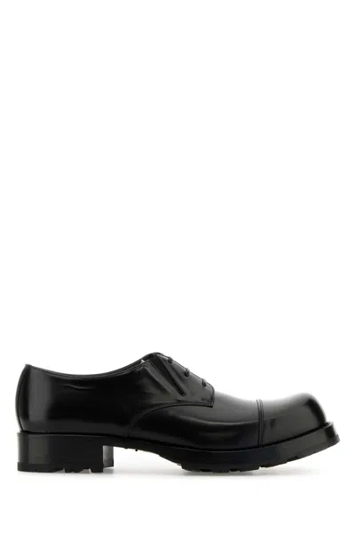 RANDOM IDENTITIES BLACK LEATHER LACE-UP SHOES