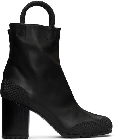 RANDOM IDENTITIES BLACK LEATHER WORKER BOOTS