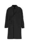 Random Identities Collared Long Length Coat With Front Pockets In Black