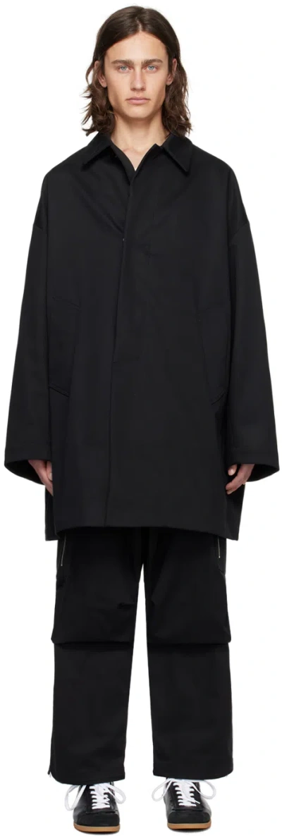 Random Identities Black Spread Collar Coat