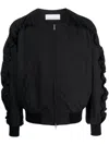 Random Identities Bomber With Ruffled Sleeve Clothing In Black
