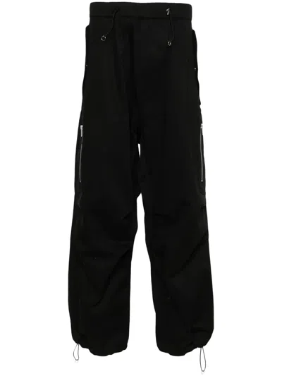 Random Identities Cotton Parachute Pants In Black