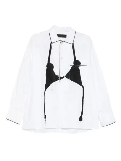 Pre-owned Random Identities Cotton Printed Top In White