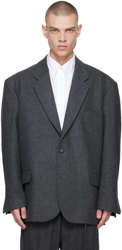 Random Identities Gray 80s Blazer In Dark Grey