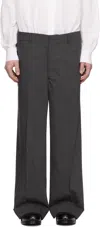 Random Identities Gray Houndstooth Wool Blend Large Suit Trousers In Dark Grey 1