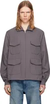 Random Identities Gray Twill Long Jacket In Grey