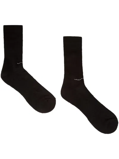 Random Identities Logo-embroidered Ribbed Socks In Black