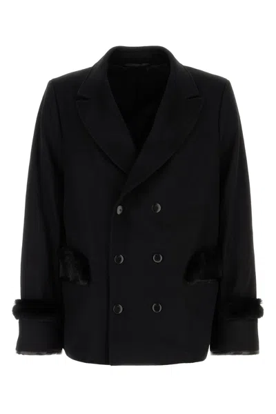 RANDOM IDENTITIES CAPPOTTO IN MISTO LANA NERA UOMO