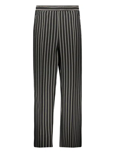 Random Identities Pinstripe Print Trousers In Black