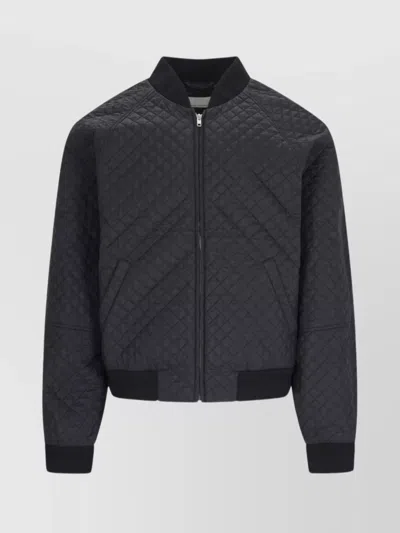 Random Identities Quilted Jacket With Ribbed Cuffs And Hem In Black