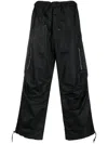 Random Identities Satin-finish Straight Trousers In Black