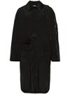 Random Identities Solid Color Coat With Flap Pockets In Black