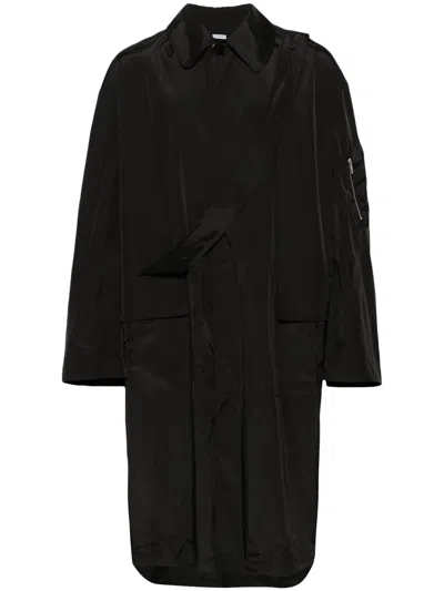 Random Identities Single-breasted Padded Coat In Black