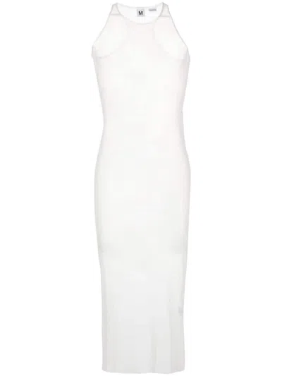 Random Identities Sleeveless Semi-sheer Maxi Tank Top In White