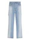 Random Identities Back Cut Denim Pants In Light Blue
