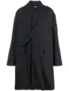Random Identities Collared Long Length Coat With Front Pockets In Blau