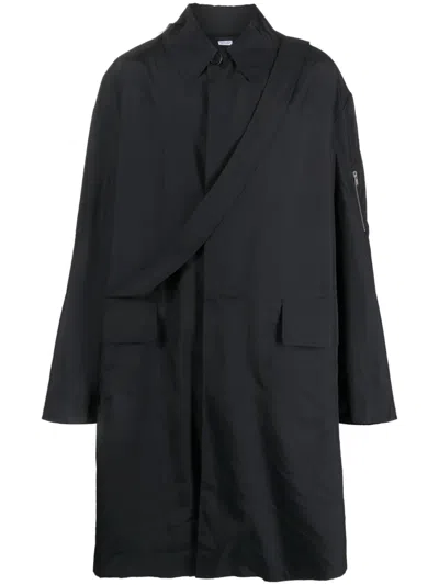 RANDOM IDENTITIES STRAP-DETAIL MIDI RAINCOAT