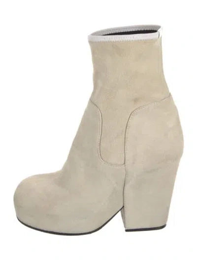 Pre-owned Random Identities Suede Boots In Neutral