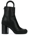 Random Identities Leather Handle Booties With Vibram Sole 8cm In Black