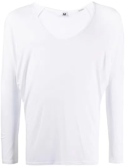Random Identities V-neck Long-sleeved T-shirt In White