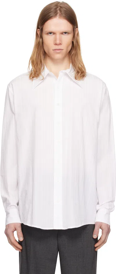 Random Identities White Seersucker Large Collar Shirt