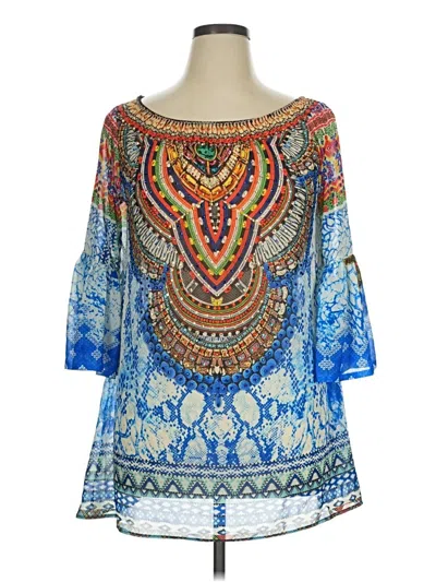 Pre-owned Ranee's 3/4 Sleeve Blouse In Blue