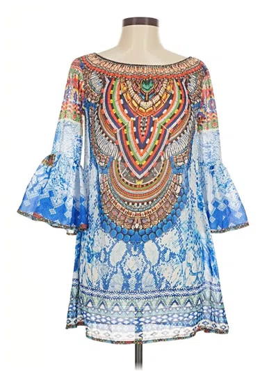 Pre-owned Ranee's 3/4 Sleeve Top Blue Open Neckline Tops