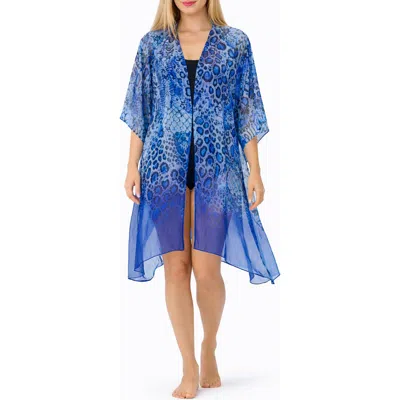 Ranee's Ranees Animal Print Duster In Blue