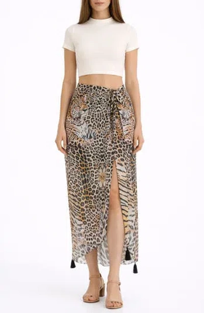 Ranee's Ranees Animal Print Long Sarong In Multi
