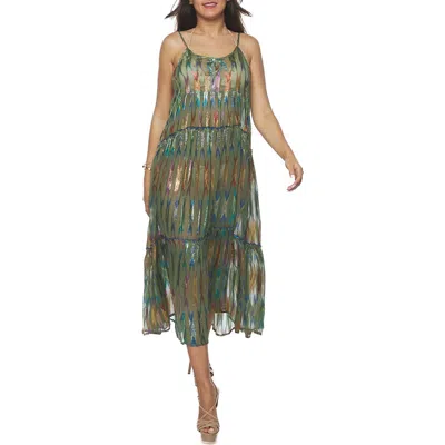 Ranee's Ranees Button Half Placket Maxi Sundress In Green