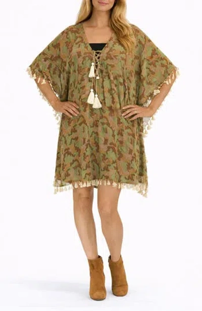 Ranee's Ranees Camo Short Caftan Cover-up In Green