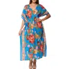 Ranee's Ranees Comfy Print Caftan In Blue