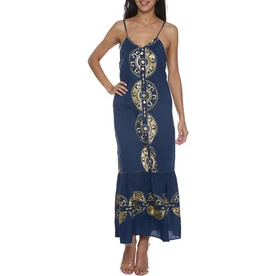 Ranee's Ranees Cotton Maxi Sundress In Green