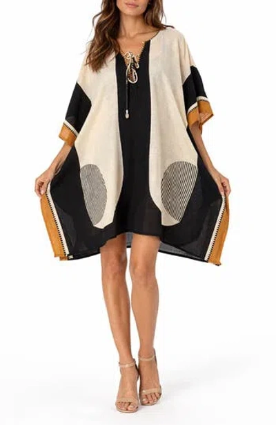Ranee's Ranees Cotton Poncho In Neutral