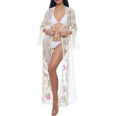 Ranee's Ranees Crystal Embellished Cover-up Duster In Neutral