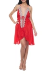 Ranee's Ranees Crystal Embellished Halter Cover-up Dress In Red