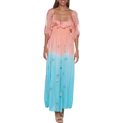 Ranee's Ranees Dip Dye Maxi Dress In Pink